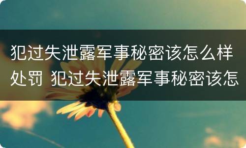 犯过失泄露军事秘密该怎么样处罚 犯过失泄露军事秘密该怎么样处罚他