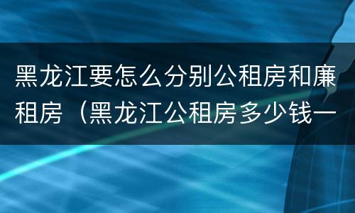 黑龙江要怎么分别公租房和廉租房（黑龙江公租房多少钱一个月）