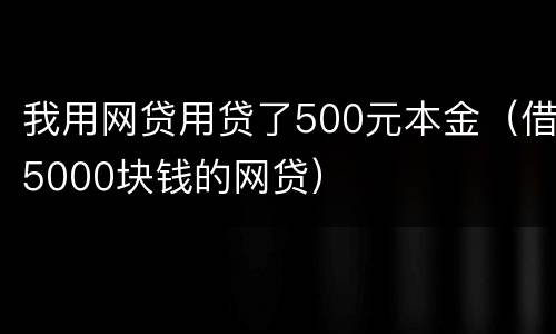 我用网贷用贷了500元本金（借5000块钱的网贷）