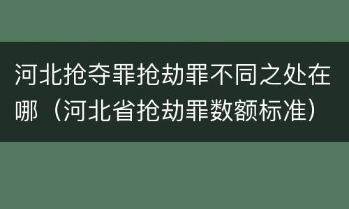 河北抢夺罪抢劫罪不同之处在哪（河北省抢劫罪数额标准）