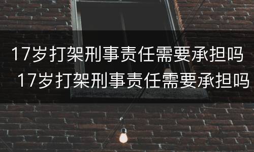 17岁打架刑事责任需要承担吗 17岁打架刑事责任需要承担吗为什么