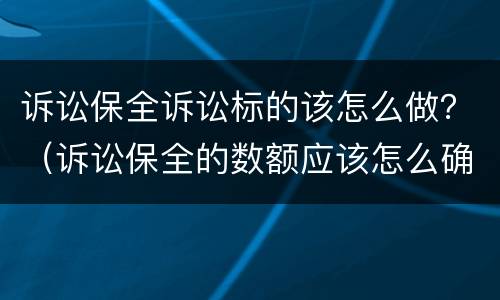 诉讼保全诉讼标的该怎么做？（诉讼保全的数额应该怎么确定）