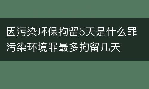 因污染环保拘留5天是什么罪 污染环境罪最多拘留几天