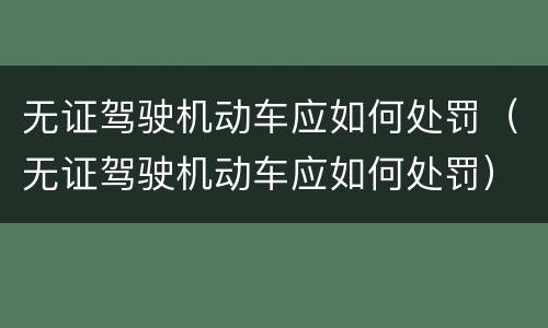 无证驾驶机动车应如何处罚（无证驾驶机动车应如何处罚）