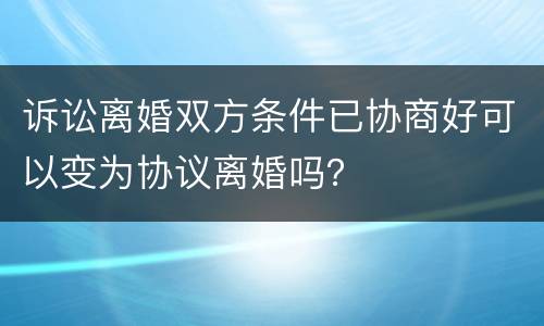 诉讼离婚双方条件已协商好可以变为协议离婚吗？