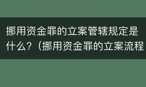 挪用资金罪的立案管辖规定是什么?（挪用资金罪的立案流程）