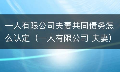 一人有限公司夫妻共同债务怎么认定（一人有限公司 夫妻）