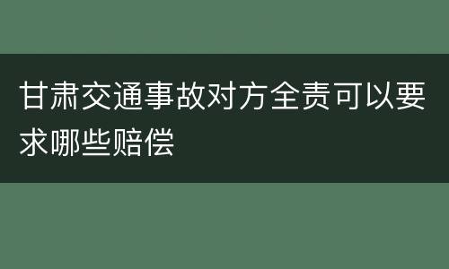 甘肃交通事故对方全责可以要求哪些赔偿