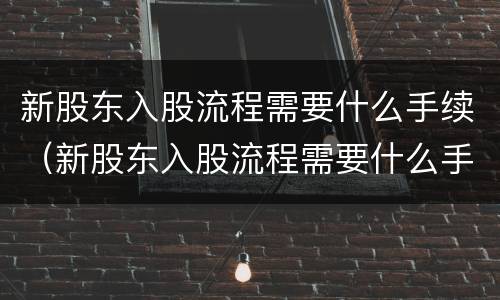 新股东入股流程需要什么手续（新股东入股流程需要什么手续和条件）