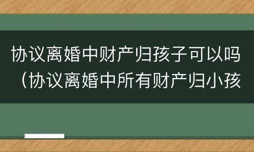 协议离婚中财产归孩子可以吗（协议离婚中所有财产归小孩所有怎么办）