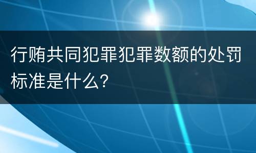 行贿共同犯罪犯罪数额的处罚标准是什么？