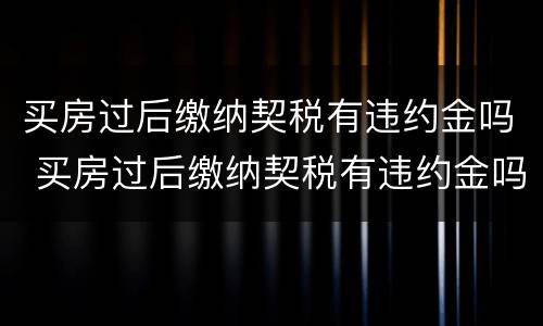 买房过后缴纳契税有违约金吗 买房过后缴纳契税有违约金吗合法吗