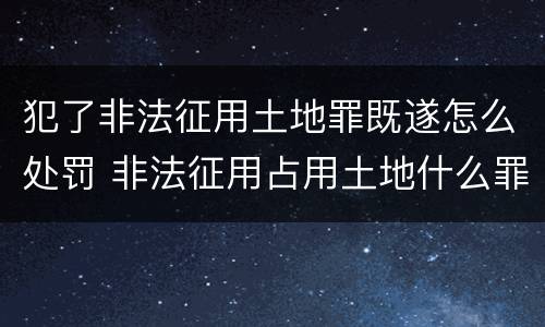 犯了非法征用土地罪既遂怎么处罚 非法征用占用土地什么罪