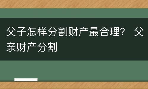 父子怎样分割财产最合理？ 父亲财产分割