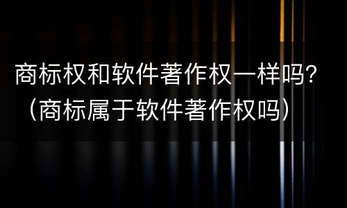 商标权和软件著作权一样吗？（商标属于软件著作权吗）