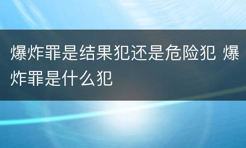 爆炸罪是结果犯还是危险犯 爆炸罪是什么犯