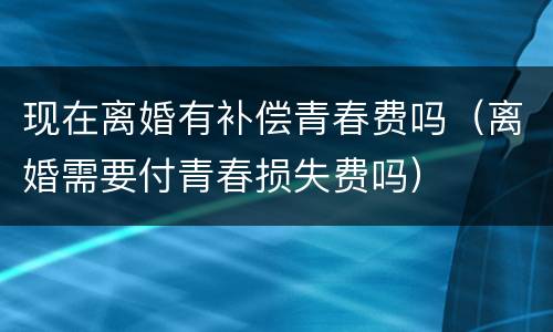 现在离婚有补偿青春费吗（离婚需要付青春损失费吗）