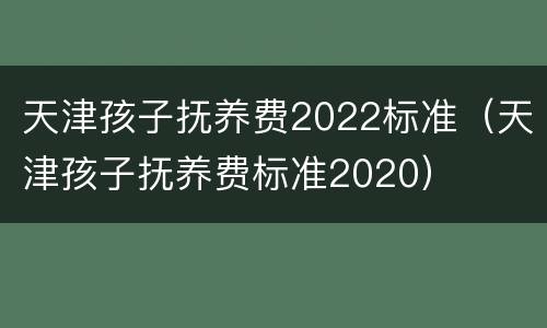 天津孩子抚养费2022标准（天津孩子抚养费标准2020）