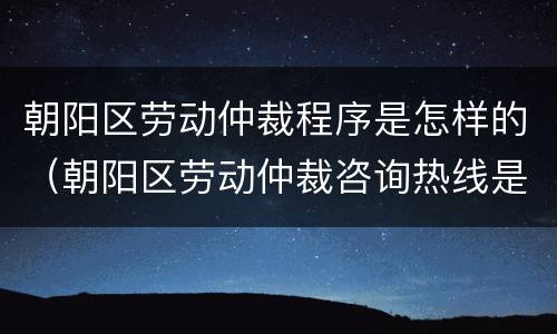 朝阳区劳动仲裁程序是怎样的（朝阳区劳动仲裁咨询热线是多少）