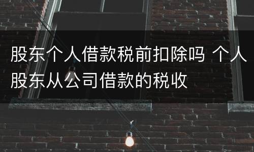 股东个人借款税前扣除吗 个人股东从公司借款的税收