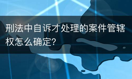 刑法中自诉才处理的案件管辖权怎么确定？