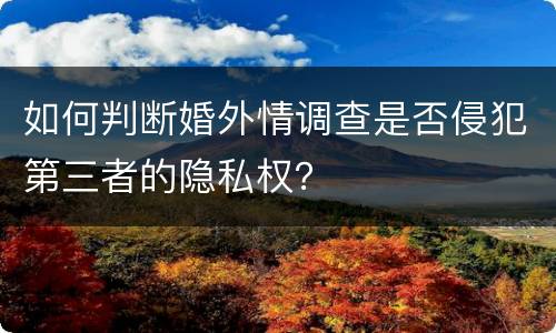 如何判断婚外情调查是否侵犯第三者的隐私权？