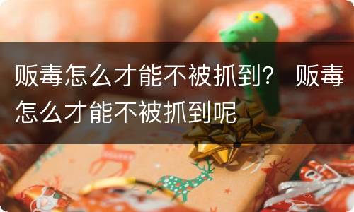 贩毒怎么才能不被抓到？ 贩毒怎么才能不被抓到呢