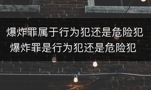 爆炸罪属于行为犯还是危险犯 爆炸罪是行为犯还是危险犯