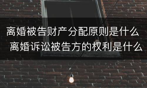 离婚被告财产分配原则是什么 离婚诉讼被告方的权利是什么