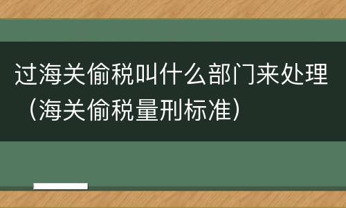 过海关偷税叫什么部门来处理（海关偷税量刑标准）