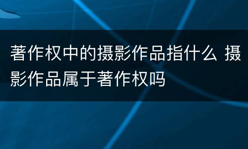 著作权中的摄影作品指什么 摄影作品属于著作权吗