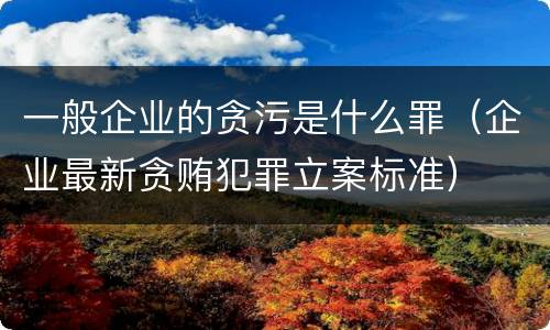 一般企业的贪污是什么罪（企业最新贪贿犯罪立案标准）