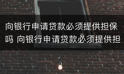 向银行申请贷款必须提供担保吗 向银行申请贷款必须提供担保吗合法吗