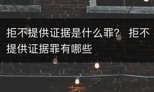 拒不提供证据是什么罪？ 拒不提供证据罪有哪些