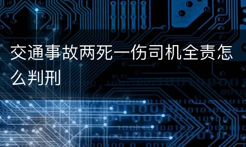 交通事故两死一伤司机全责怎么判刑