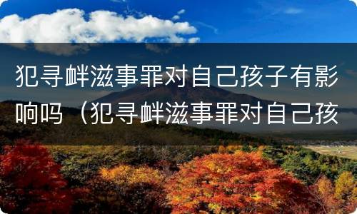 犯寻衅滋事罪对自己孩子有影响吗（犯寻衅滋事罪对自己孩子有影响吗）