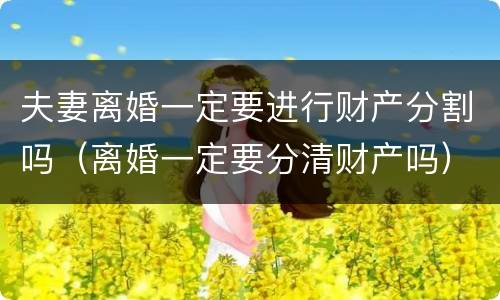 夫妻离婚一定要进行财产分割吗（离婚一定要分清财产吗）