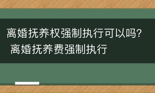 离婚抚养权强制执行可以吗？ 离婚抚养费强制执行