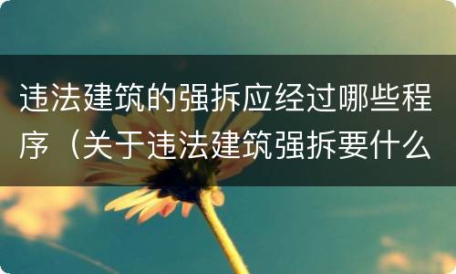 违法建筑的强拆应经过哪些程序（关于违法建筑强拆要什么手续）