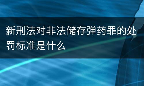 新刑法对非法储存弹药罪的处罚标准是什么