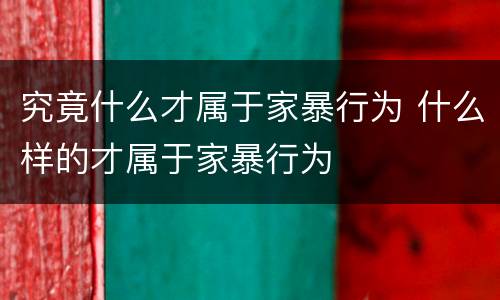 究竟什么才属于家暴行为 什么样的才属于家暴行为