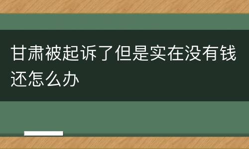 甘肃被起诉了但是实在没有钱还怎么办