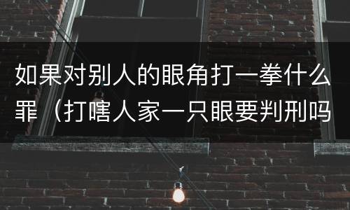 如果对别人的眼角打一拳什么罪（打嗐人家一只眼要判刑吗）