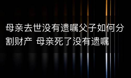 母亲去世没有遗嘱父子如何分割财产 母亲死了没有遗嘱