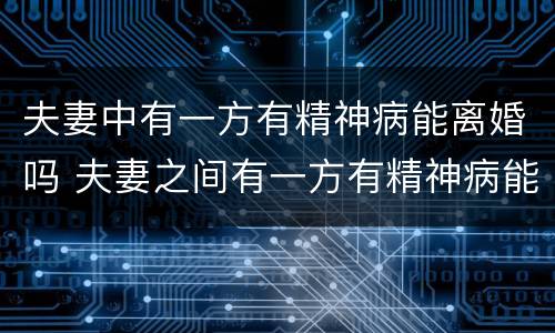 夫妻中有一方有精神病能离婚吗 夫妻之间有一方有精神病能不能离婚