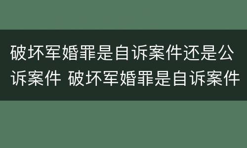 破坏军婚罪是自诉案件还是公诉案件 破坏军婚罪是自诉案件还是公诉案件呢