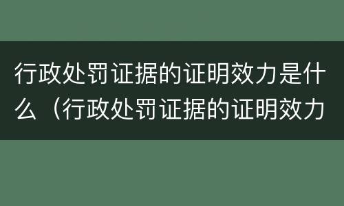 行政处罚证据的证明效力是什么（行政处罚证据的证明效力是什么意思）