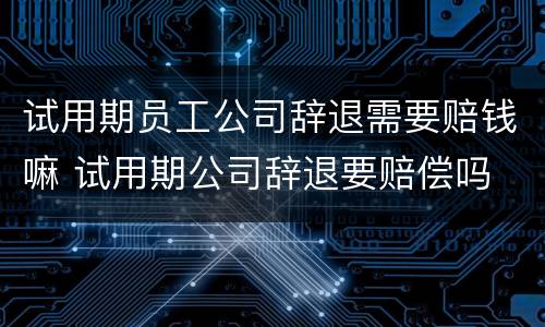 试用期员工公司辞退需要赔钱嘛 试用期公司辞退要赔偿吗