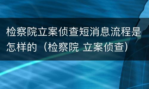 检察院立案侦查短消息流程是怎样的（检察院 立案侦查）