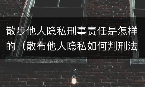 散步他人隐私刑事责任是怎样的（散布他人隐私如何判刑法）